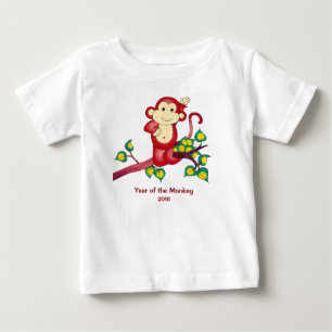 赤い猿の2016年のベビーのワイシャツの年 ベビーTシャツ