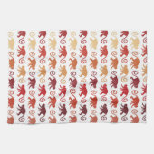赤い猿パターン キッチンタオル (横)