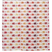 赤い猿パターン シャワーカーテン (正面)