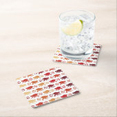 赤い猿パターン スクエアペーパーコースター (インサイチュ)