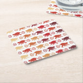 赤い猿パターン スクエアペーパーコースター (アングル)