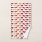 赤い猿パターン バスタオルセット (ハンドタオル)