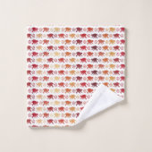 赤い猿パターン バスタオルセット (ウォッシュタオル)