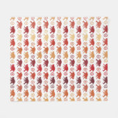 赤い猿パターン フリースブランケット (正面(横))