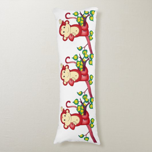 赤い猿動物の抱き枕 ボディピロー (正面縦)