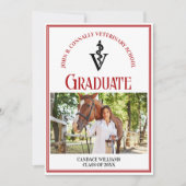 赤い獣医学校の写真カスタム卒業 案内状 (正面)