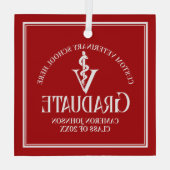 赤い獣医学校の卒業クリスマス ガラスオーナメント (裏面)