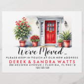 赤い玄関のドア我々は家を移動したアドレスの変更 チラシ (正面)