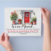 赤い玄関のドア我々は家を移動したアドレスの変更 チラシ (手)