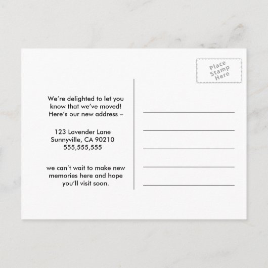 赤い玄関のドア我々は家を移動したアドレスの変更 案内ポストカード (裏面)