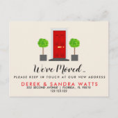 赤い玄関のドア我々は家を移動したアドレスの変更 案内ポストカード (正面)