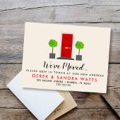 赤い玄関のドア我々は家を移動したアドレスの変更 案内ポストカード