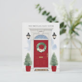 赤い玄関ドアの動きのお知らせ ポストカード (スタンド正面)