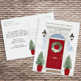 赤い玄関ドアの動きのお知らせ ポストカード