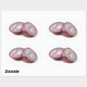 赤い玉ねぎを半分に切る 楕円形シール (シート)