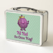 赤い玉ねぎリューズおもしろい – フードキング – 独自の文字 メタルランチボックス (裏面)
