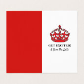 赤い王室の王冠、興奮して日付カードを保存 名刺 (外部フラット)