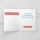 赤い珊瑚のパッチワークキルトのブロックの芸術は感謝していしています サンキューカード (内部)