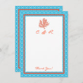 赤い珊瑚のモノグラムのサンキューカード ノートカード (正面/裏面)