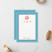 赤い珊瑚のモノグラムのサンキューカード ノートカード (正面/裏面インサイチュ)