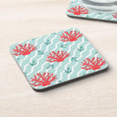 赤い珊瑚パターン1 コースター (左側)