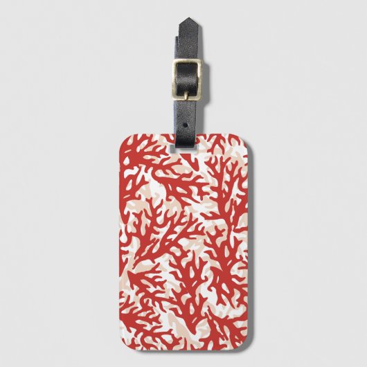 赤い珊瑚パターン2 ラゲッジタグ (正面縦)