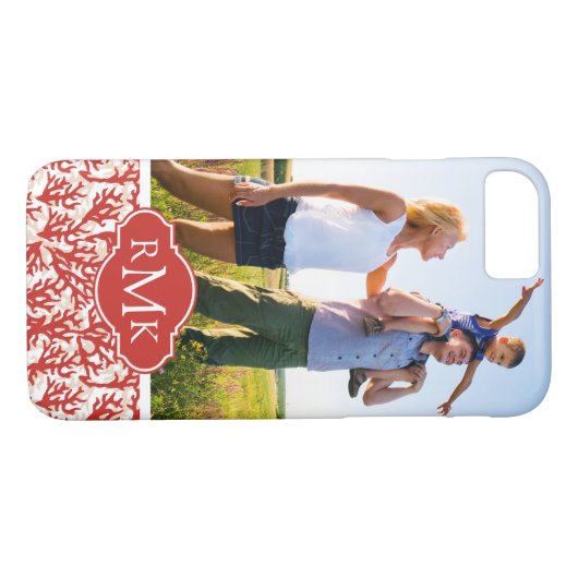 赤い珊瑚パターン|あなたの写真及びモノグラム Case-Mate iPhoneケース (裏面(横))