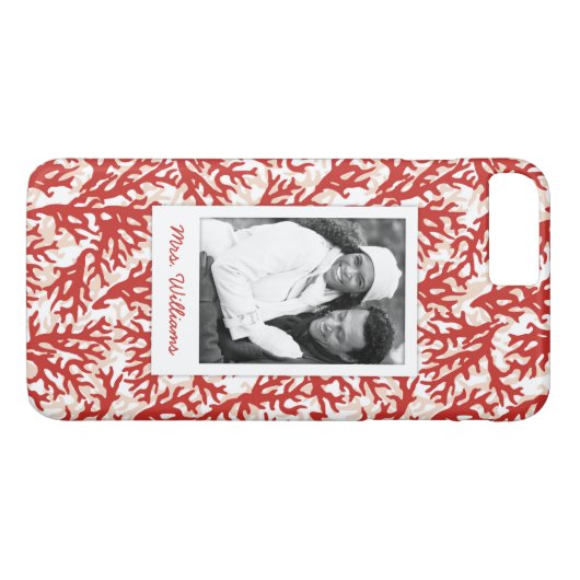 赤い珊瑚パターン|あなたの写真及び名前 Case-Mate iPhoneケース (裏面(横))