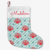赤い珊瑚パターン|はあなたの名前を加えます スモールクリスマスストッキング (正面)