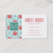 赤い珊瑚パターン 名刺 (正面)