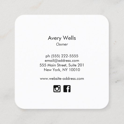 赤い珊瑚礁のロゴ スクエア名刺 (裏面)