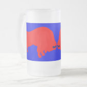 赤い球紋付き16 ozすりガラスのマグカップ フロストグラスビールジョッキ (正面左)