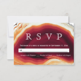赤い瑪瑙スライスgeode秋の色の結婚式RSVP 出欠カード