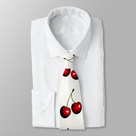 赤い甘いさくらんぼネックタイ – カスタムカラー ネクタイ (タイ)