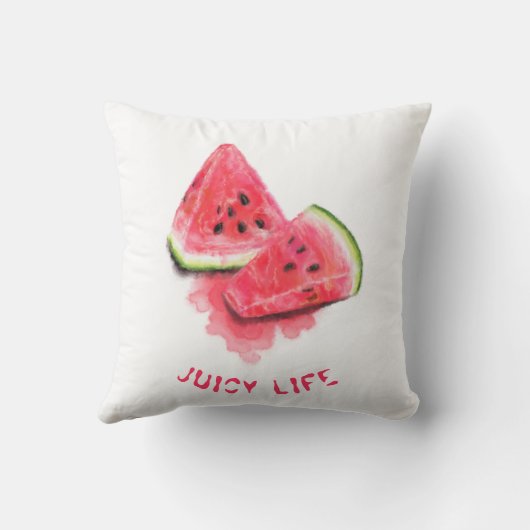 赤い甘いジューシーなスイカのピースおいしい – スケッチ クッション (裏面)