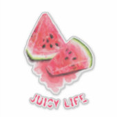 赤い甘いジューシーなスイカのピースおいしい – スケッチ シール (正面)