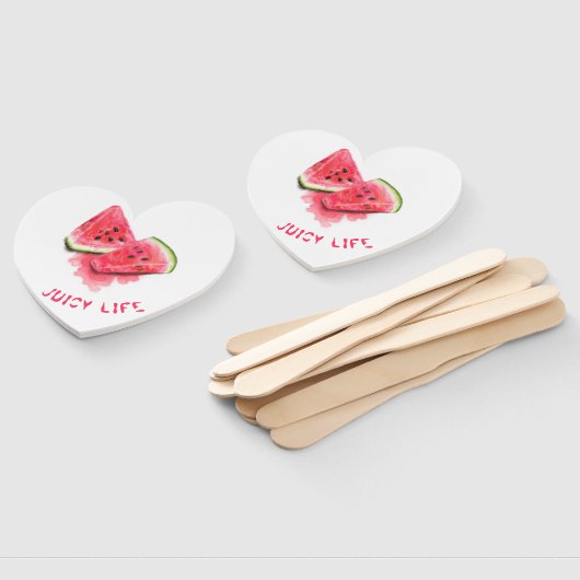 赤い甘いジューシーなスイカのピースおいしい – スケッチ ハンドファン (組立なし)