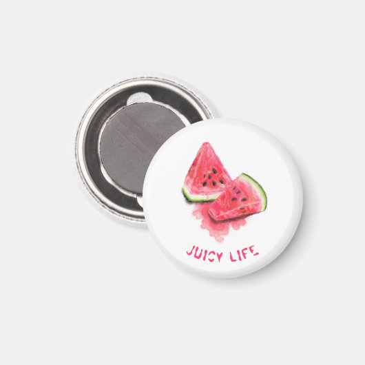 赤い甘いジューシーなスイカのピースおいしい – スケッチ マグネット (正面/裏面)