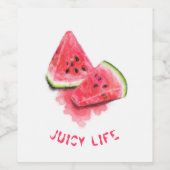 赤い甘いジューシーなスイカのピースおいしい – スケッチ ワインラベル (シングルラベル)