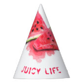 赤い甘いジューシーなスイカのピースおいしい – フレッシュ パーティーハット (正面)