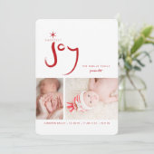 赤い甘い喜び可愛いベビー初めてのクリスマス写真 シーズンカード (スタンド正面)