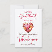 赤い甘い赤いハート赤いシャワー サンキューカード (正面)