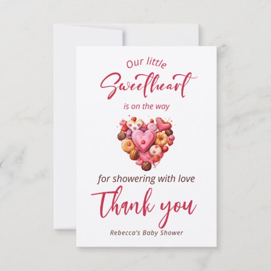 赤い甘い赤いハート赤いシャワー サンキューカード (正面)