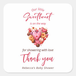 赤い甘い赤いハート赤いシャワー スクエアシール