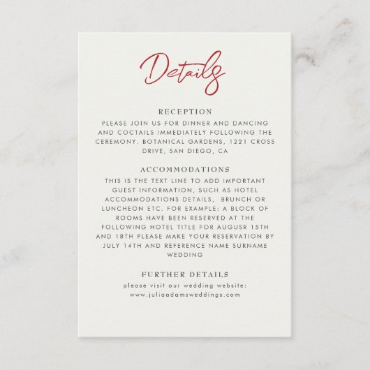 赤い甘い野生のイチゴの結婚花 エンクロージャーカード (正面)