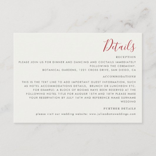 赤い甘い野生のイチゴの結婚花 エンクロージャーカード (正面)