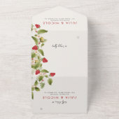 赤い甘い野生のイチゴの結婚花 オールインワン招待状 (外側)