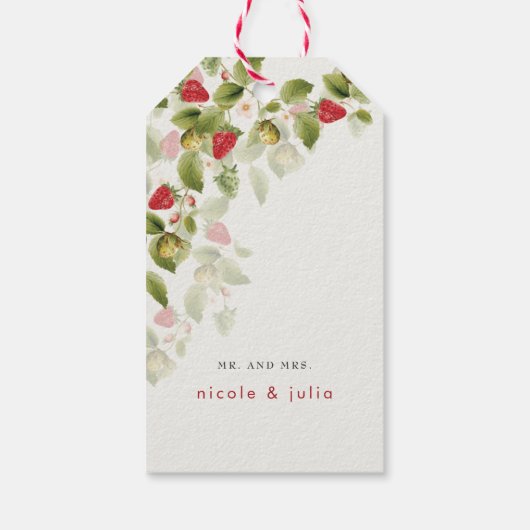 赤い甘い野生のイチゴの結婚花 ギフトタグ (裏面)