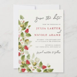 赤い甘い野生のイチゴの結婚花 セーブザデート