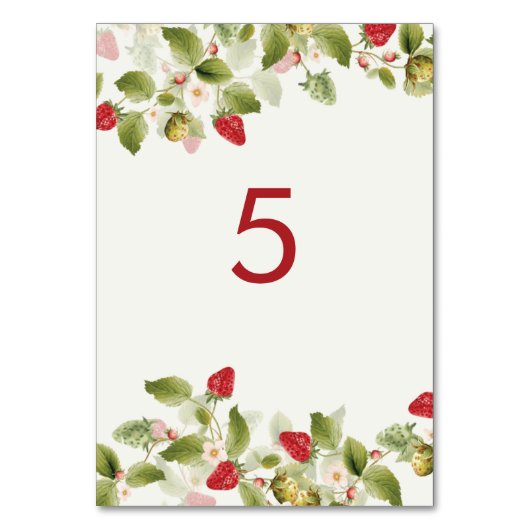 赤い甘い野生のイチゴの結婚花 テーブルナンバー (裏面)